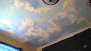 How to Paint Clouds on Ceiling  Mural Joe [upl. by Burhans]