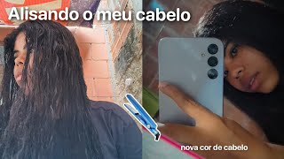 Alisando meu cabelo cacheado nova cor  escova e chapinha 🎀 [upl. by Ettezus]