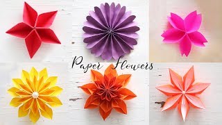 6 Easy Paper Flowers  Flower Making  DIY [upl. by Ailat]