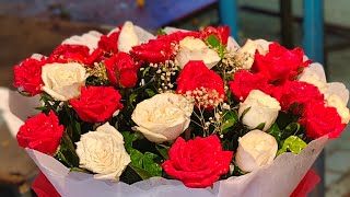 Bouquet tutorial ♥️🌺🌹 wedding rose jaiflowerfloristinsitapur ♥️♥️♥️♥️♥️♥️🌹 [upl. by Che923]