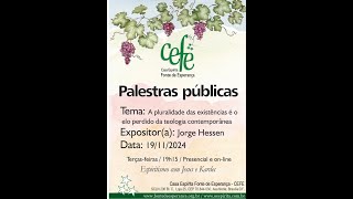 Palestra realizada na CEFE pelo orador espírita Jorge Hessen em 19112024 [upl. by Aramen]