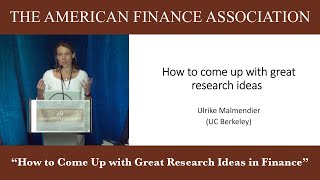 How to Come Up with Great Research Ideas in Finance [upl. by Laughlin193]