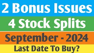 2 Bonus Issues amp 4 Stock Splits  September  2024  Best Sept Bonus amp Stock Split Analysis  Hindi [upl. by Elagibba]