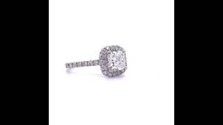 130 Carat Princess Diamond Halo Pavé Engagement Ring in 14k White Gold [upl. by Wilona]