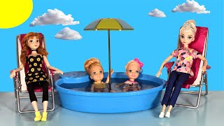 Park pool fun  Elsa amp Anna toddlers  water fun  Barbie dolls [upl. by Amir]