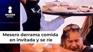 Mesero tira la comida sobre invitada en plena fiesta y se ríe [upl. by Assin]