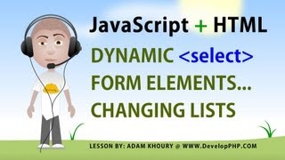 Javascript Form Select Change Options Tutorial Dynamic List Elements HTML5 [upl. by Maisel122]