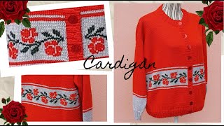 Cardigan da donna lavorato ai ferri con ricami a punto maglia spiegazioni dettagliate [upl. by Tepper449]