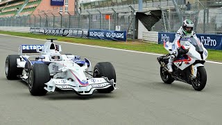 F1 Car vs Bike BMW Sauber F1 vs BMW S 1000 RR [upl. by Hartzel]