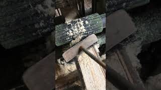 Sweeping Sawdust Off a Log 🪵🧹  wood sawdust sawmill carpentry [upl. by Allemac]