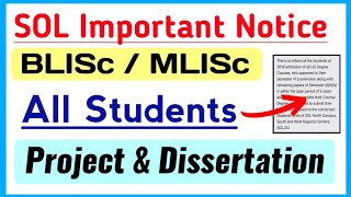 SOL Notice For BLISc amp MLISc Project Submission Guidelines Release 2024  Sol BLISc MLISc Projects [upl. by Casilda]