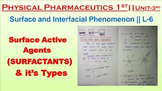 Surfactants  Types Of Surfactants  Physical Pharmaceutics  L6 Unit3  B pharmacy 3rd Sem [upl. by Naimed]