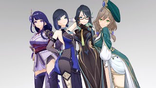 【Genshin Impact MMD】Raiden Ei × Xianyun x Yelan x Lisa【MIDAS TOUCH】 [upl. by Aicirt944]