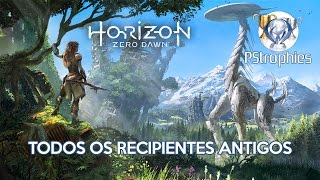 Horizon Zero Dawn  Todos os recipientes Antigos encontrados  Guia de Troféu 🏆 [upl. by Orrocos]