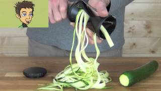 Gefu Spirelli Handheld Spiral Slicer Demonstration in the Raw Nutrition Kitchen [upl. by Leela]