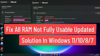 Fix All RAM Not Fully Usable Updated Solution In Windows 111087 [upl. by Kcor]