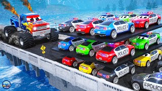 Ultimate Roadblocks  Police Cars vs Giant Monster Truck Crashing  Police Car Game  Road Rage [upl. by Karina]