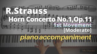 RStrauss  Horn Concerto No1 Op11 1st Mov Piano Accompaniment Moderate [upl. by Einnaf]