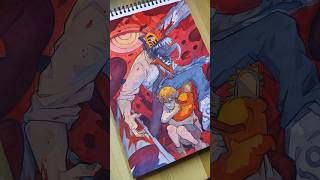 Drawing Chainsaw man With Doms Cake watercolors shorts [upl. by Artimid832]