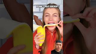 Pisang coklat raksasa funny chocolateeatingchallenge challenge realeating prank banana [upl. by Landahl]