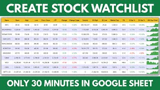 Build a Stock Watchlist with Live Data in Google Sheets [upl. by Spiegelman]