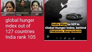 hunger index of india rank  india rank in 202324 hunger index out of 127 countries India rank 105 [upl. by Raddie920]