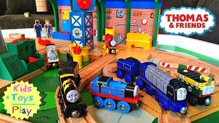 Thomas Train  Thomas and Friends Wood Play Table Sodor Steamworks  Playing with Trains [upl. by Kurman]