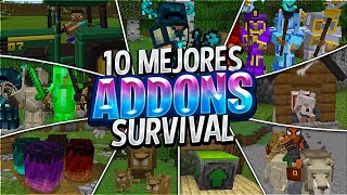 😮Top 10 MEJORES ADDONS SURVIVAL para MINECRAFT 120 12041 BEDROCK y PE ADDONS MINECRAFT PE 120 [upl. by Ennaeed]