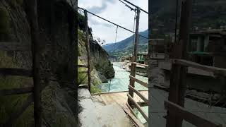 Flood 2022 hit Historical Hanging☹️ Bridge of Bahrain Swat  flood2022 bridge bahrainbazar [upl. by Season]