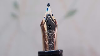 Writing with an Oblique Broad nib on a Montblanc Meisterstück 146 [upl. by Attey856]