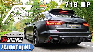 718HP AUDI RS6 C8  Eventuri CARBON INTAKE amp AKRAPOVIC  SOUND amp 0250 by AutoTopNL [upl. by Enoyrt]