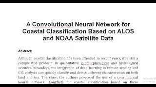 A Convolutional Neural Network for Coastal Classification Based on ALOS and NOAA Satellite Data [upl. by Eneladgam]