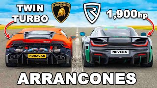 Lambo Huracán de 1800 hp vs Rimac Nevera ARRANCONES [upl. by Fletch34]