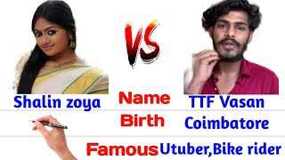 TTF vasan 🆚 Shalin zoya englishcomparision biography lovers utube bikerider cookwithcomali [upl. by Eenalem]