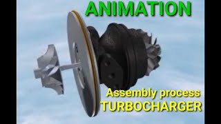 Turbocharger assembly process animation [upl. by Alakam]