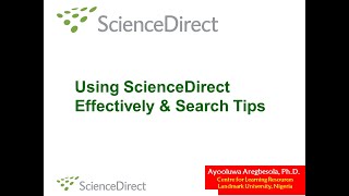 Using ScienceDirect Effectively [upl. by Racklin746]