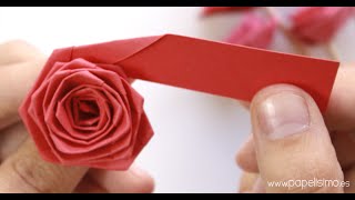 🌹 Cómo hacer rosas con una tira de papel tipo quilling [upl. by Arykahs]