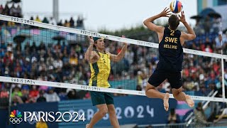 Sweden mens beach volleyball powers past Australia to open play  Paris Olympics  NBC Sports [upl. by Adnole]