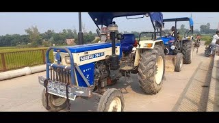 स्वराज 744 and POWERTRAC euro 52 next tractor race Khet levelling Karya farming videos [upl. by Rosene292]