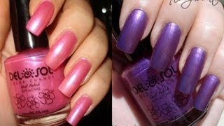 DEL SOL COLOR CHANGING NAIL POLISH SWATCHES WATCH THE COLOR CHANGE BEFORE YOUR EYES [upl. by Emarej]