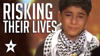 Kids Of Palestine Risk Lives To Show Their Talent Winning Golden Buzzer العربية حصلت على المواهب [upl. by Cyril113]