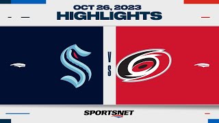 NHL Highlights  Kraken vs Hurricanes  October 26 2023 [upl. by Ahcsat]