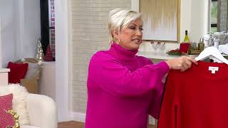 Belle by Kim Gravel Chunky Shaker Knit Bishop Sleeve Sweater on QVC [upl. by Rustice]