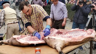 Despiece del cerdo en la Fiesta de la Matanza de Alcaracejos [upl. by Orren]