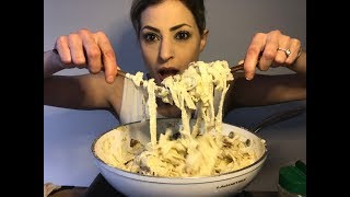 PASTA CARBONARA  VEGAN  COLLAB W MADISON MUKBANG COOKINGEATING [upl. by Ingunna]