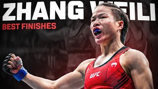 Thats It 🏆  Zhang Weilis Best Finishes  UFC 300 [upl. by Hsejar]