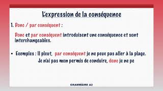 Lexpression de la cause et conséquence [upl. by Sherl]