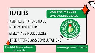 JAMB 2025 Intensive Live Online Lessons How to Score 350 in JAMB UTME How to Pass JAMB JAMB [upl. by Odericus150]