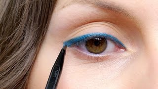 How To Blue Eyeliner Makeup Tutorial AD [upl. by Lotson]