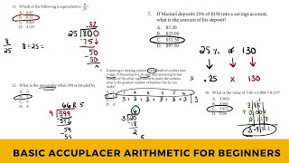 ACCUPLACER TEST ARITHMETIC FULL VERSION FOR NEW LEARNERS PART TWO [upl. by Etnovaj]